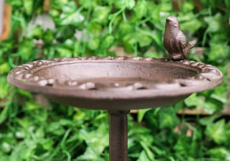 Rustic Cast Iron Bluebird Victorian Floral Bird Feeder Bath Garden Statue 14"H gallery