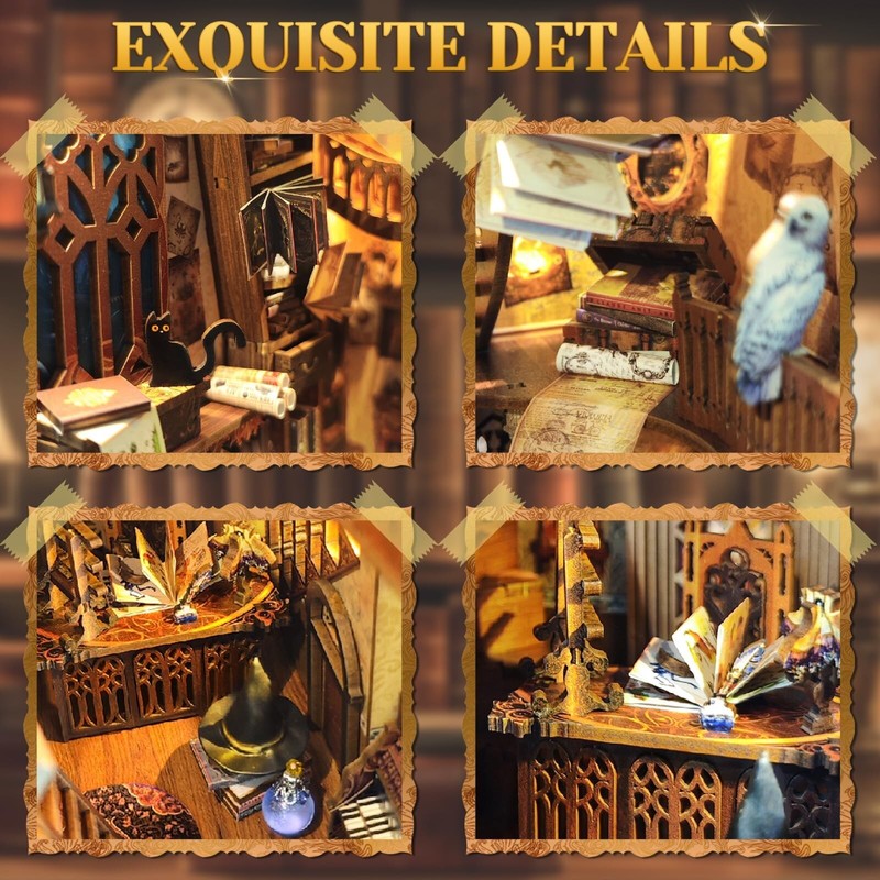 DIY Book Nook Kit - Wooden DIY Bookend Dollhouse w/LED Lights gallery