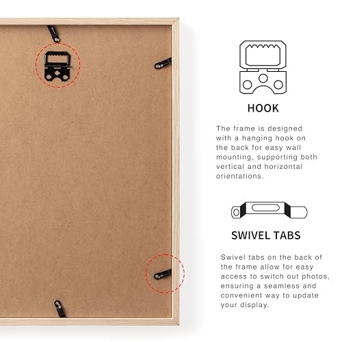11x14 Wood Frame with 8x10 Mat, Solid Wood Veneer Finish 11x14 - 1 Pack Natural gallery