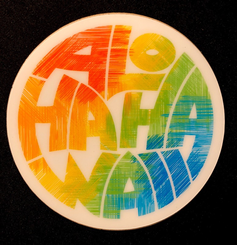 HAWAII STICKER 🌸ALOHA 🌺￼ 4” THICK VERY BEAUTIFUL GLOSSY THICK OUTDOOR USE.
