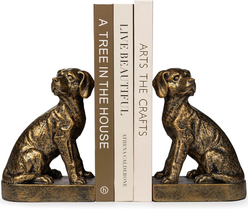 Decorative Bookends for Shelves, Dog Book Ends for Heavy Books, Labrador Retr…