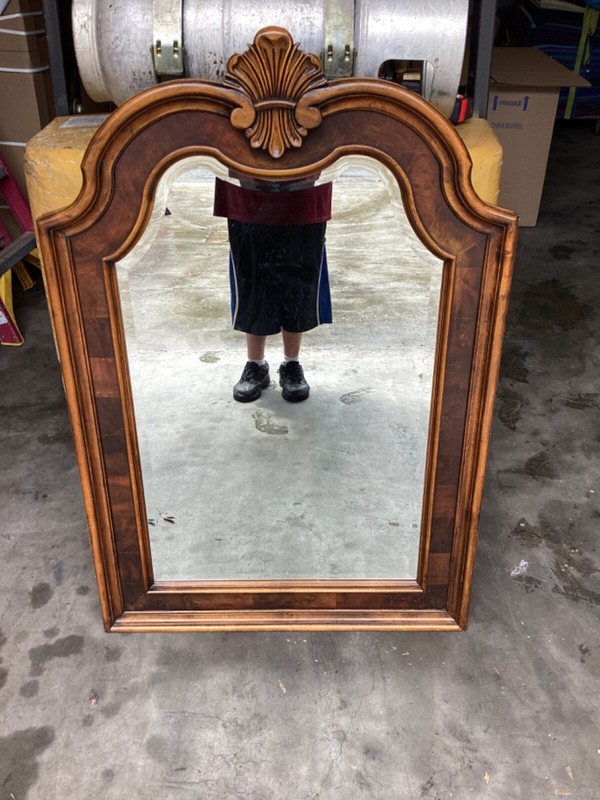 Ethan Allen Tuscany Collection Arched Mirror With Walnut Burl 51” x 34” x 3.5” gallery