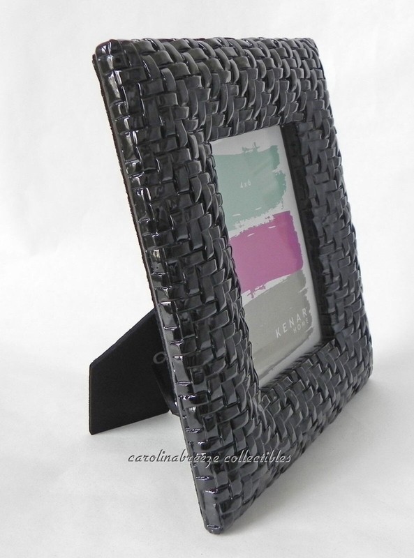 Photo Frame Woven Wicker Look Resin In Elegant Sleek High Gloss Black 4x6 gallery