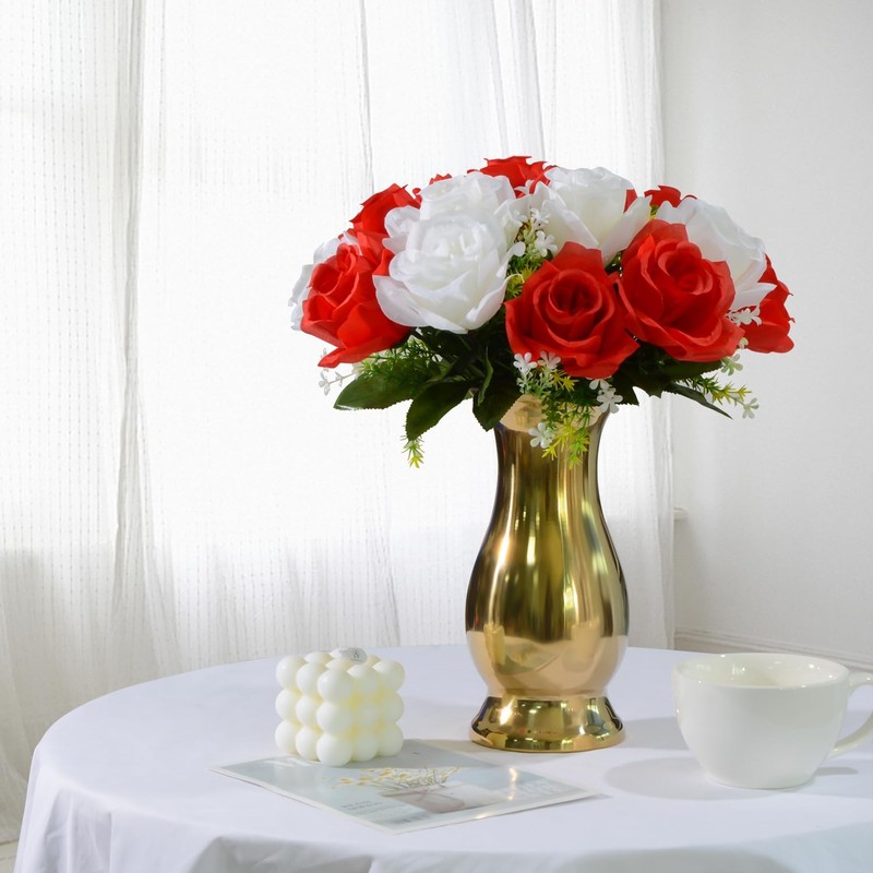 1 PCS Golden Metal Vase Centerpiece Stainless Steel Tabletop Flower Decor gallery