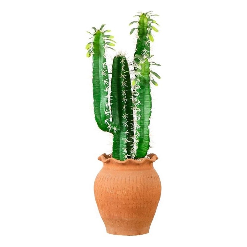 Nearly Natural 28″ Artificial Cactus in Terracotta Planter in Green