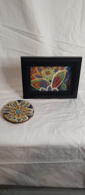 Sign of the Times Art Deco Floral Fabric & Wood Coaster Set of 2, Multicolor