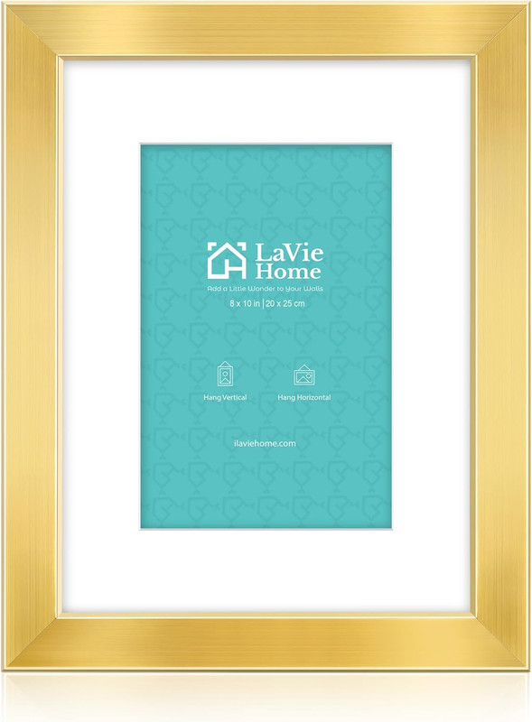 8X10 Picture Frame Gold, 8 X 10 Frame with High Definition Plexiglass, Horizo…