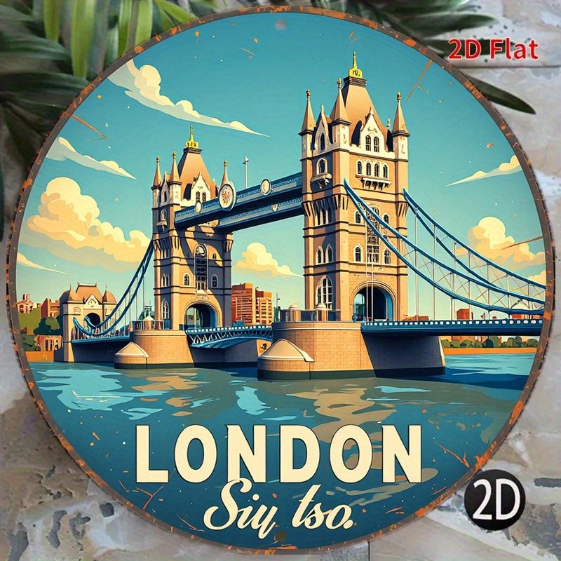 London Metal Sign Vintage London England Skyline Tower Bridge Big Ben