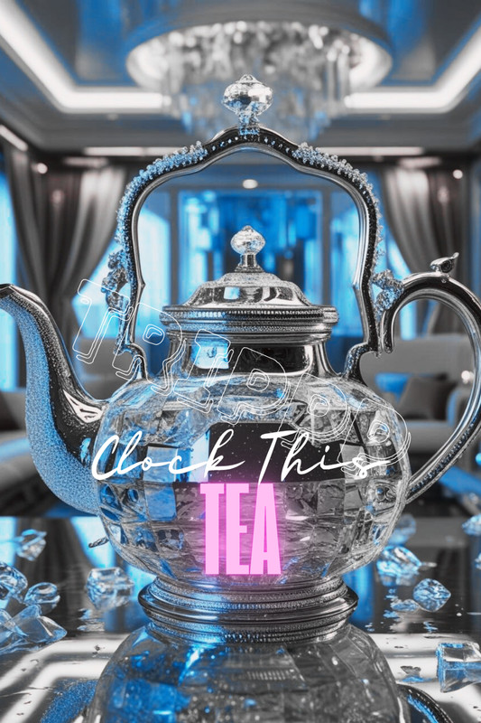 “ClOCK THIS TEA””20x30Canvas Wall Art In Blue Custom By Artist Trippp