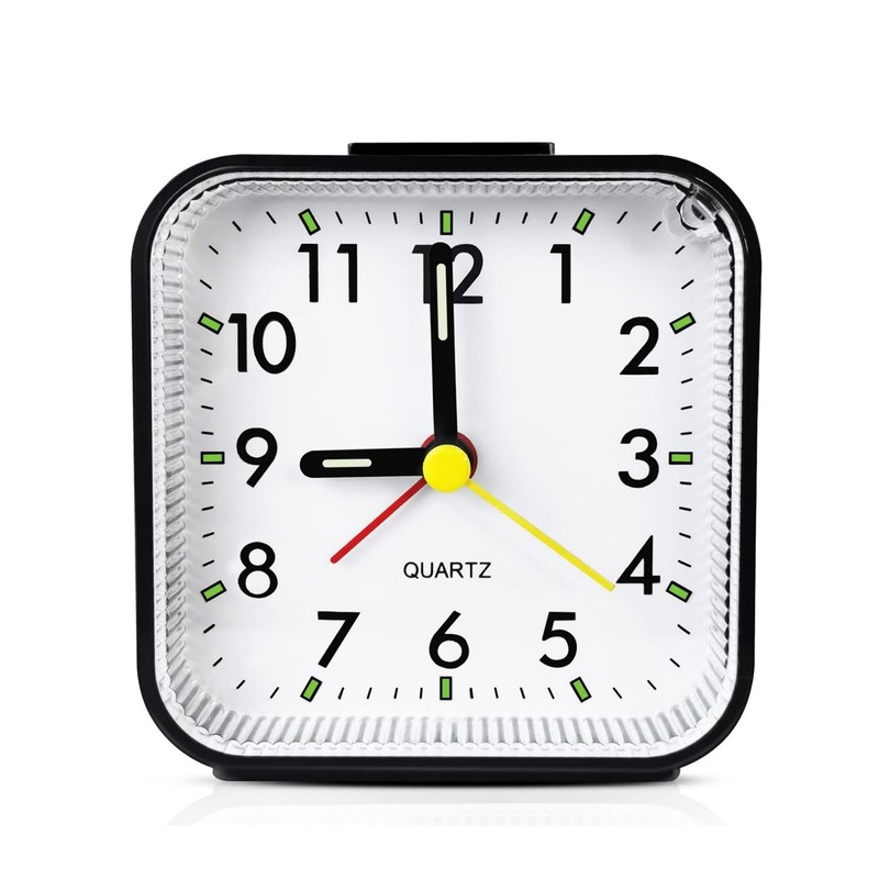 Non Ticking LED Desk Alarm Clock With Nightlight Snooze Battery Operated Bedside