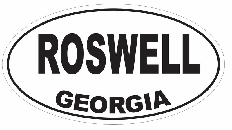 Roswell Georgia Oval Bumper Sticker or Helmet Sticker D2960 Euro Oval
