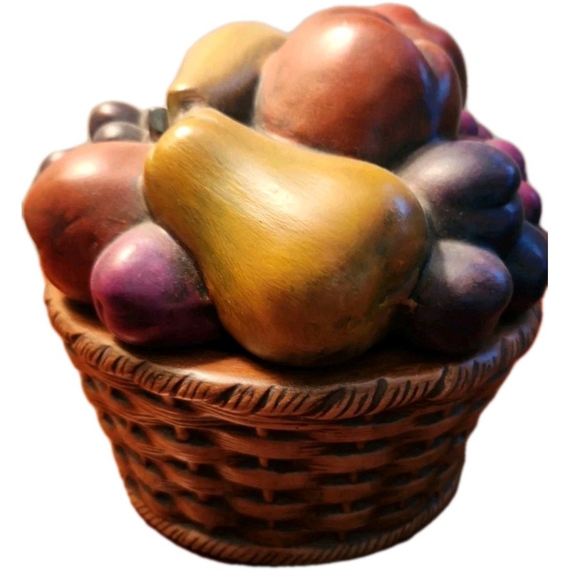 Vintage Fruit Ceramic Basket 1970’s Grannycore Retro Handmade 8×8 Inches Kitschy