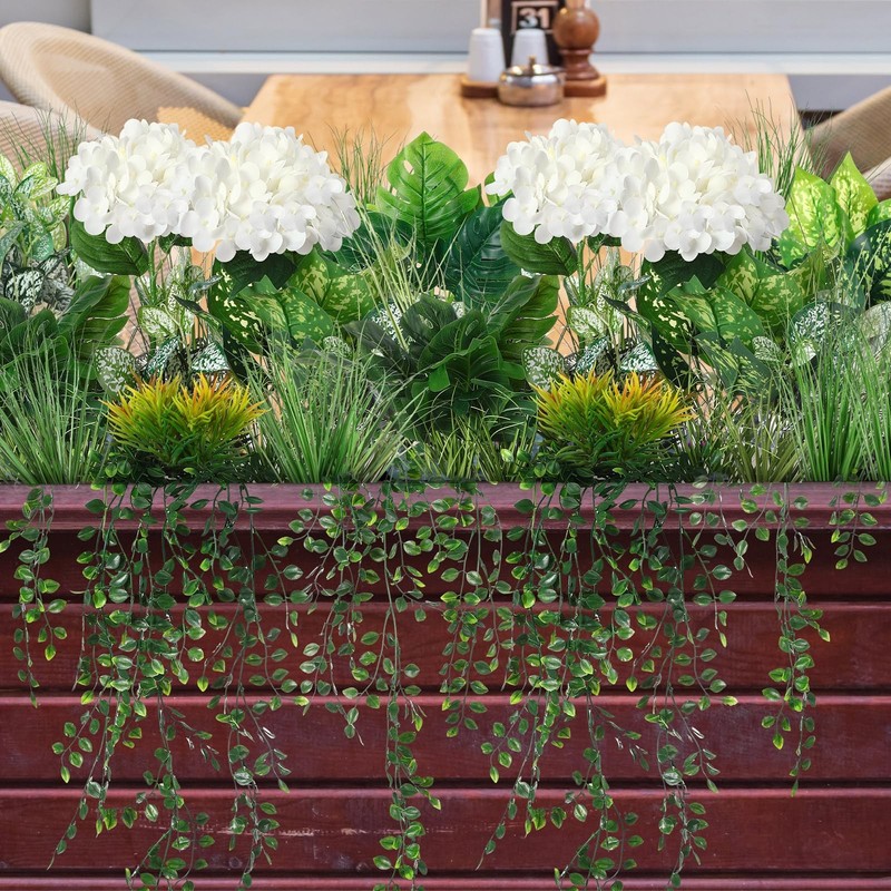 18 Pcs Artificial Plants Outdoor UV Resistant Artificial Fake Bushes for Wind... gallery