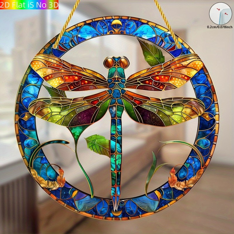 Colorful Dragonfly Round Acrylic Suncatcher Window Hanging Home Wall Decor gallery