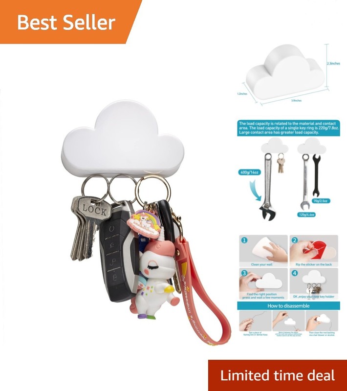 Adorable Cloud Shape Key Holder with Powerful Magnets – Modern Home Decor