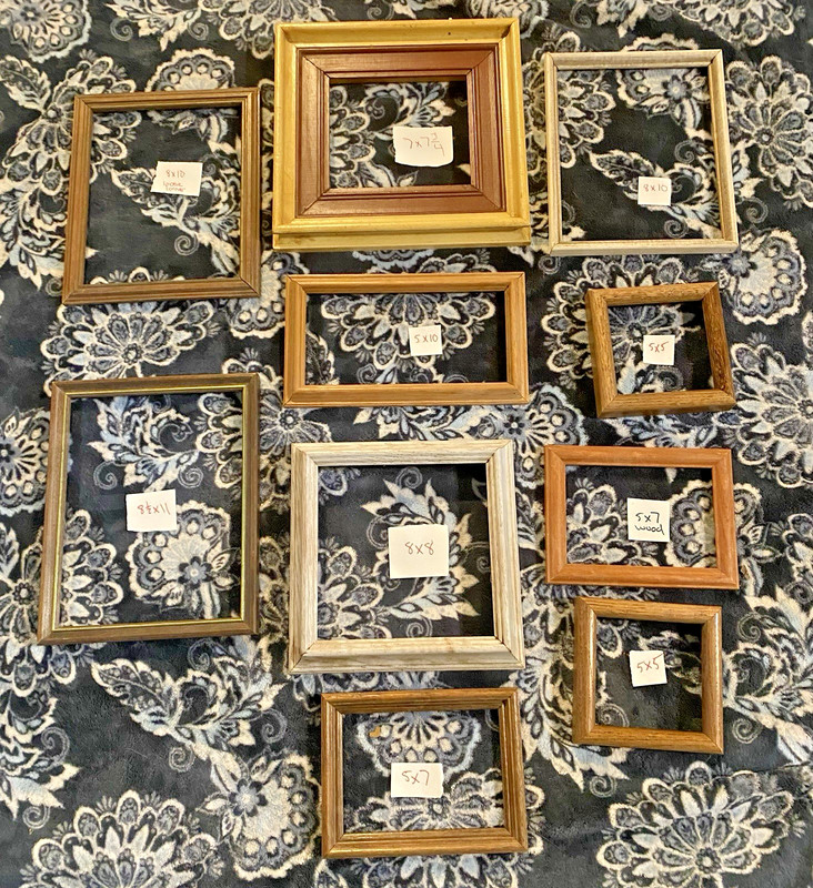 LOT VTG Wood Picture Frame Gallery Wall 5×5,5×10, 5×7,8×10,8×8, 8,5×11,7×7 3/4
