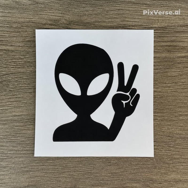 Alien Head Peace Sign Decal | UFO Area 51 Sticker | Car Truck Window Vinyl | Fun