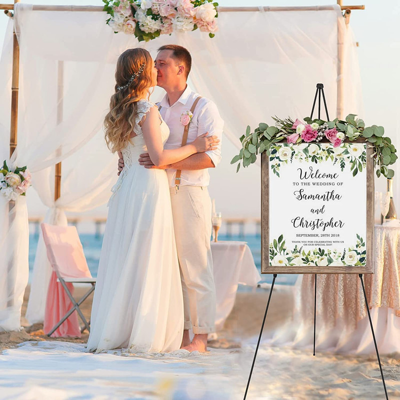8 Pcs 65" Portable Easel Stands for Signs, Art, and Weddings - Black Metal gallery