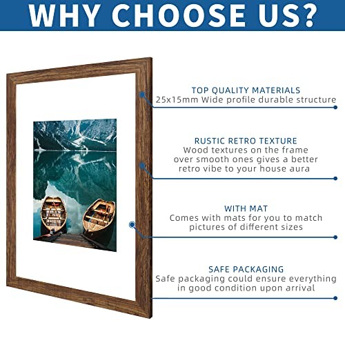 12x18 Frame Set of 2 Wood Style, Display 12 x 18 Poster 12x18 in Rustic Brown gallery