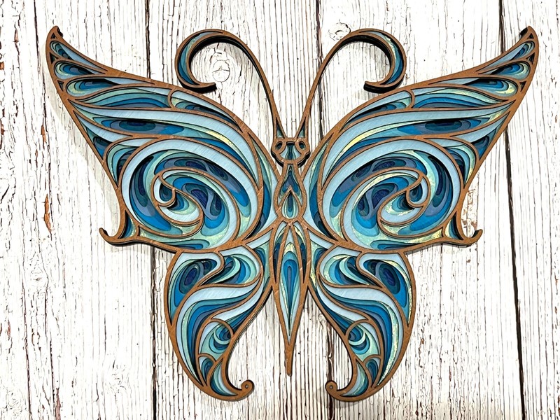 Butterfly mandala Wooden Wall art 3D picture Unique Gift 🎁Birthday present