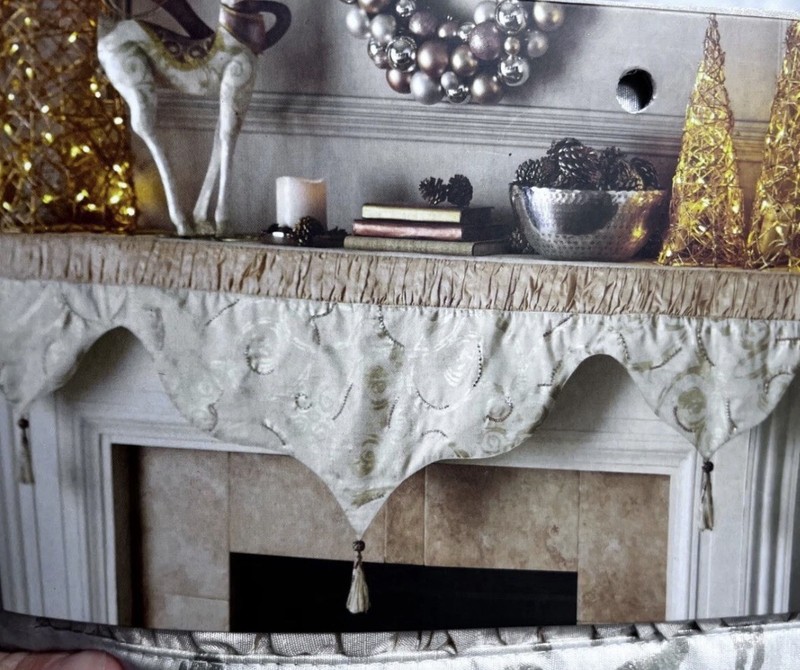 Pier 1 Imports Gold Mantel Scarf 7 X 2 Cream Metallic Beaded Discontinued New!