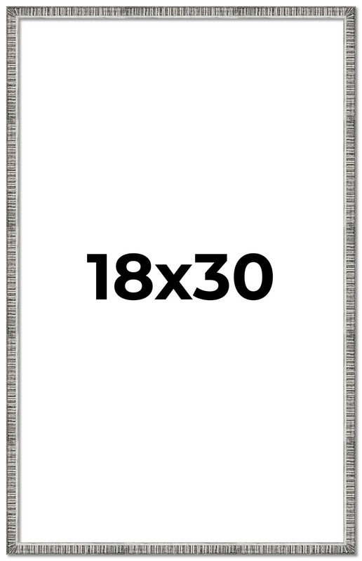 18×30 Frame Silver Grey Distressed Solid Wood Picture Frame | 0.75 Inch Moulding