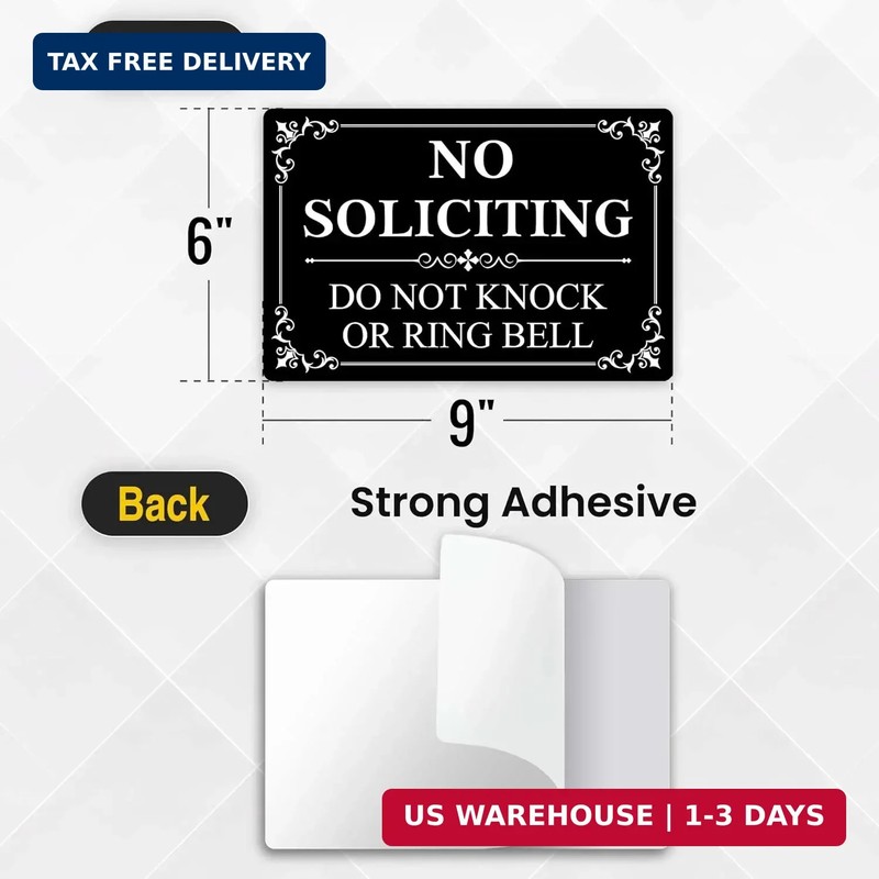 2PC No Soliciting Do Not Knock Or Ring Bell Sign, 9 x 6 Inches - Aluminum - No S gallery
