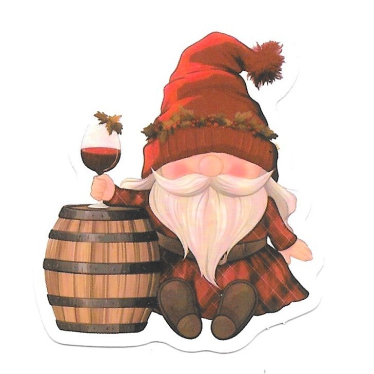 Wine Gnome Sticker Vinyl Die Cut Barrel Tartan Plaid Scrapbooking Decal