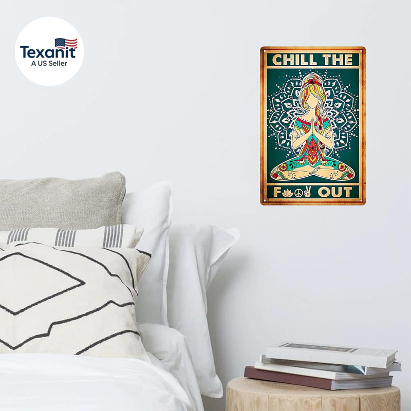 Retro Hippie Decor Wall Art Poster - Chill the Food Out Vintage Peace Sign Yoga gallery