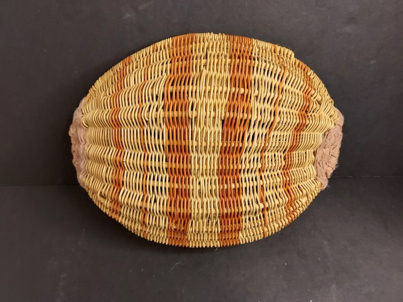 Wicker Oval Baskets with Handles Handmade, Hand-Dyed Woven Rattan Set of 2 gallery