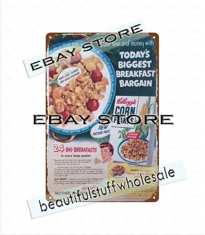 garage design 1940s kellogg's corn flakes cereal food nostalgia metal tin sign gallery