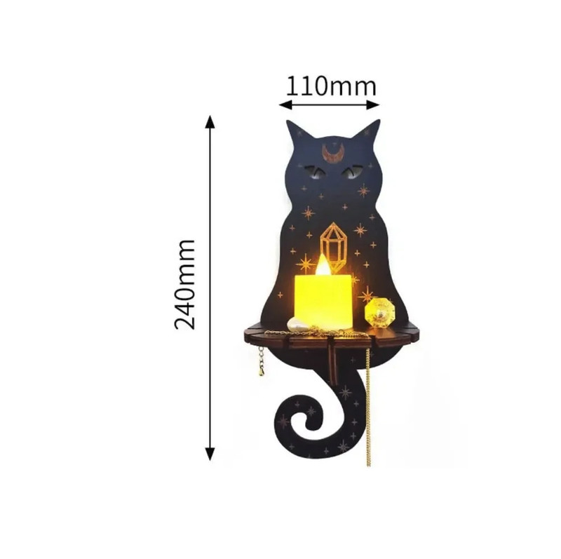 1pc Wooden Wall Shelf Candle Holder Rustic Display Decor Stand – NEW
