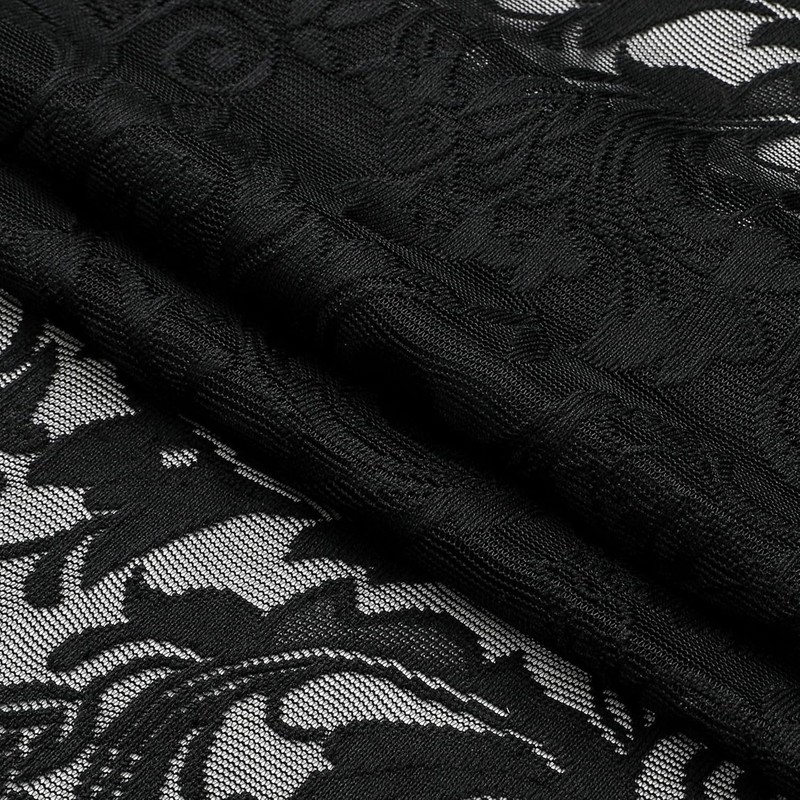 Black Sheer Lace Curtains 84 inch Vintage Floral Sheer Gothic Curtain Panels for gallery