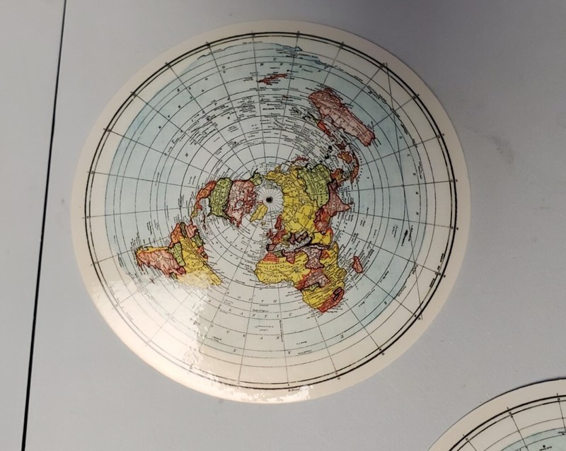 FLAT EARTH 🌎 MAP STICKERS 3 PACK each 5" in diameter gallery