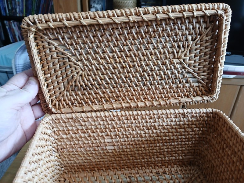 RATTAN 10" LONG BY 5.5" DEEP BY 5.5" TALL RECTANGULAR STORAGE BOX gallery
