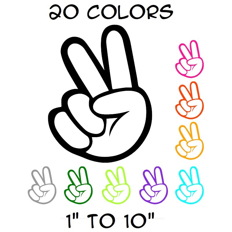 Peace Sign Hand Sticker Vinyl Decal - Love Symbol Car Window Bumper Hippie Wall