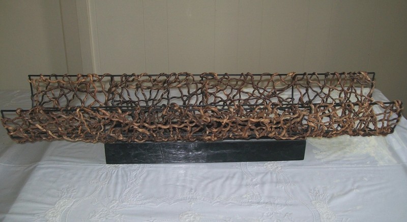 Long Twisted Rattan Table Centerpiece Basket Wood Base gallery