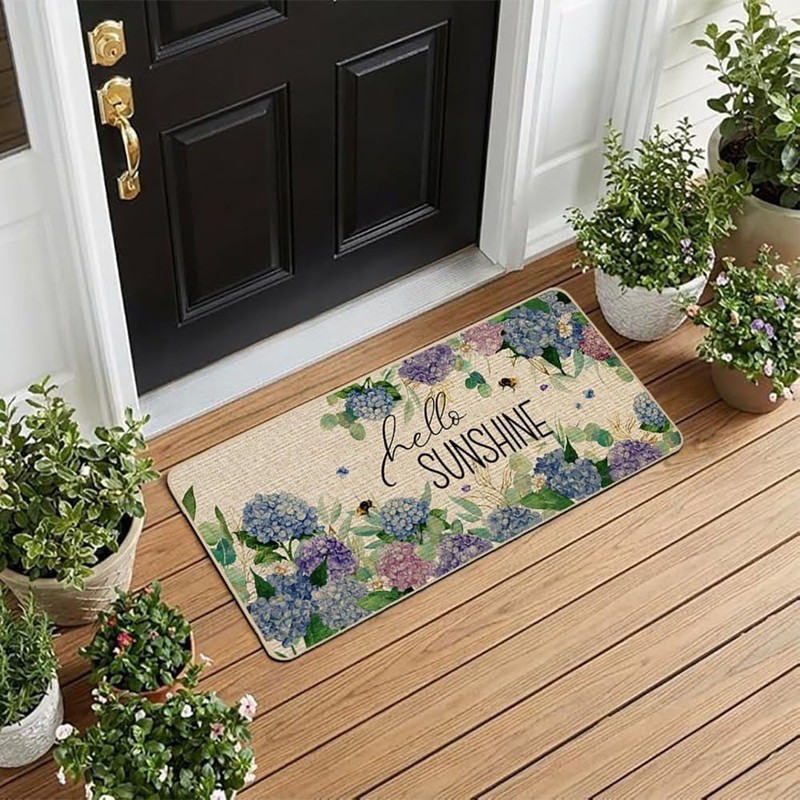Spring Summer Doormat 17x29 inch, Hydrangea Welcome Door Mat Rug for Floor Non gallery