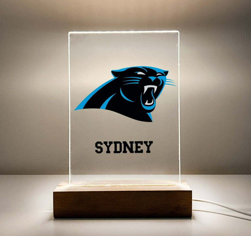 Carolina Panthers Football Fan Player Sports Wood Base Night Light Up Lamp LED
