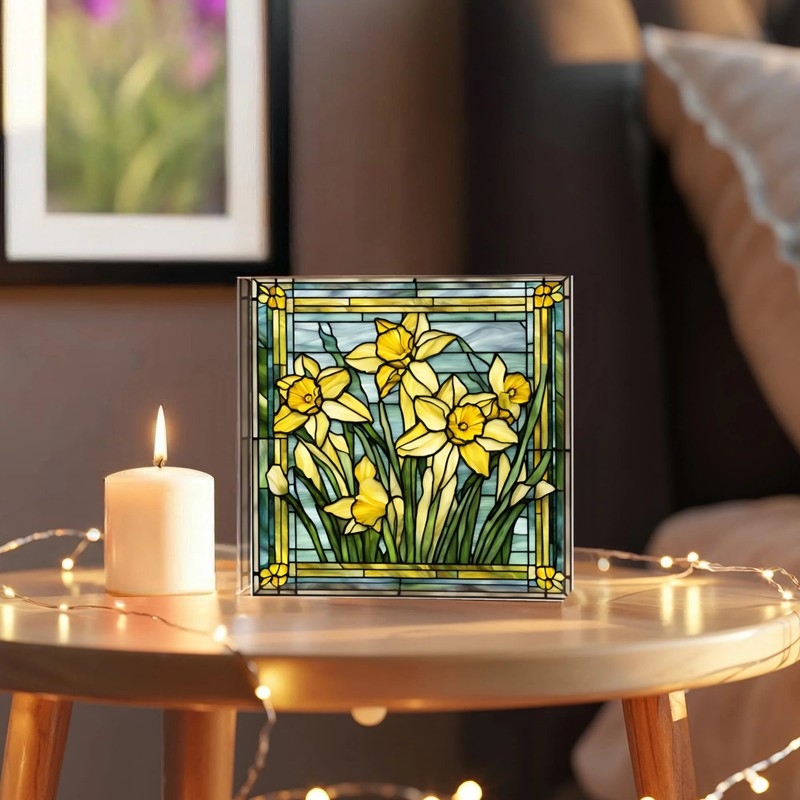 Daffodil Flower Stained Glass Acrylic Plaque gallery
