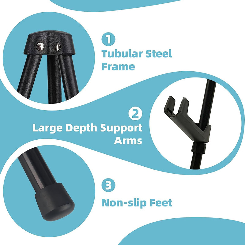 8 Pcs 65" Portable Easel Stands for Signs, Art, and Weddings - Black Metal gallery