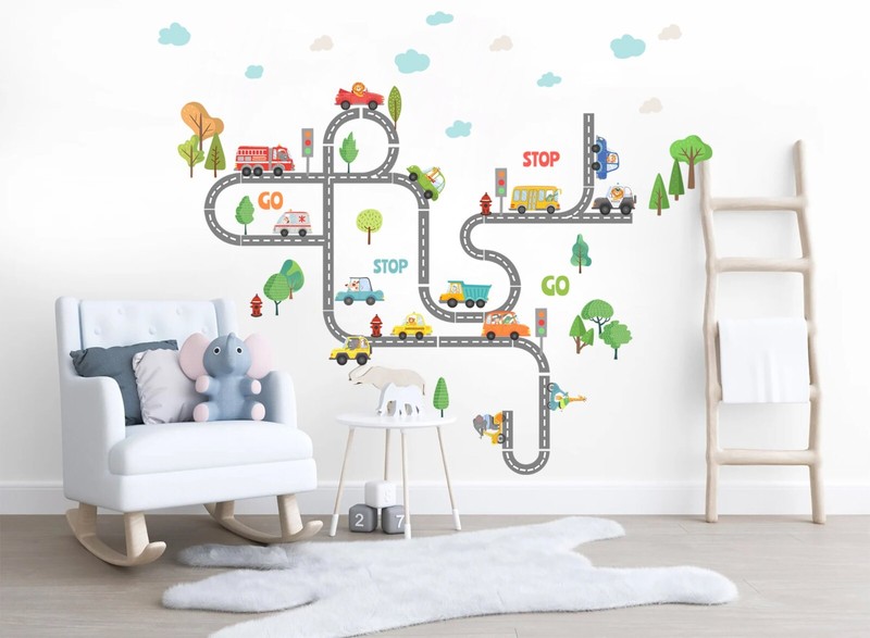 Transportation Vehicles Fire Truck Ambulance Bus Removable Nursery Wall Decal gallery