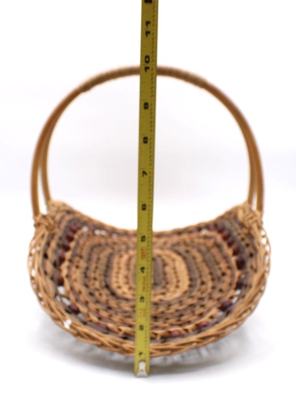 Handwoven Flower Basket Wicker Basket Bead Accent Handle Garden Trug Cottagecore gallery