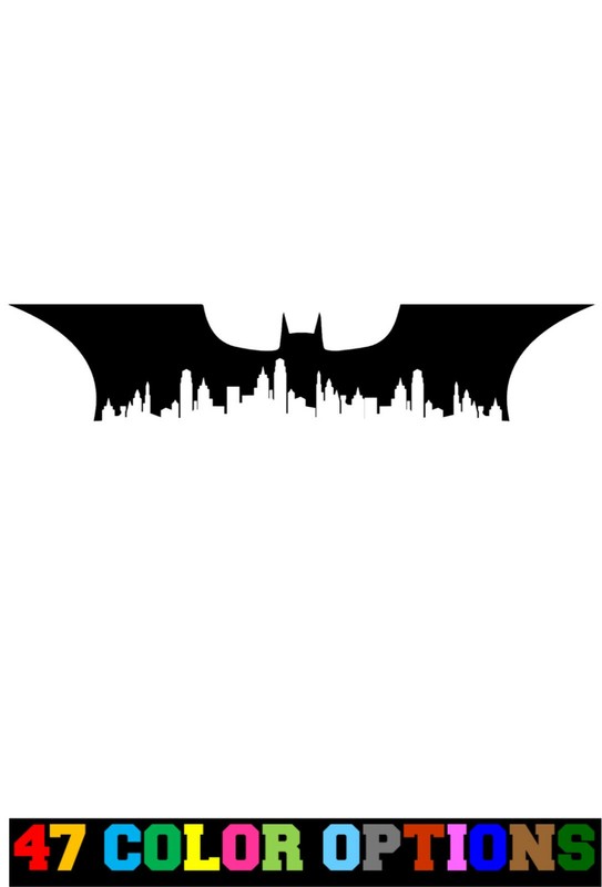 Vinyl Decal Truck Car Sticker Laptop – DC Comics Batman Symbol Gotham Skyline
