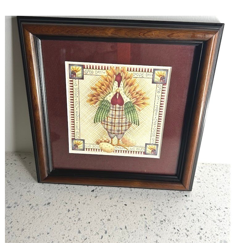 Set of 3 Framed Rooster Art Prints Farmhouse Country Kitchen Professional Frame gallery