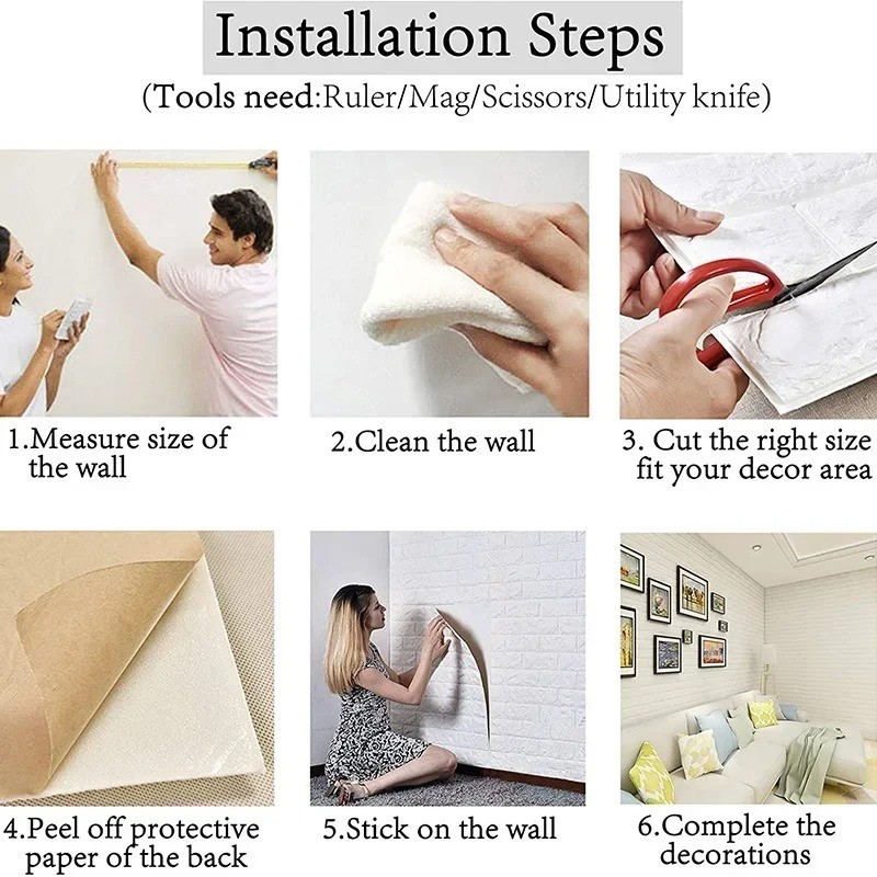 3D Foam Brick Self Adhesive Wallpaper Waterproof Wall Stickers Home Decor gallery