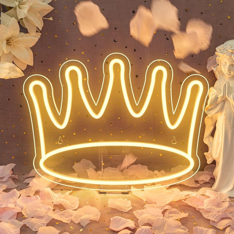 Stylish Crown Neon Light - Large 14'' Wall Art for Bedrooms & Celebrations gallery