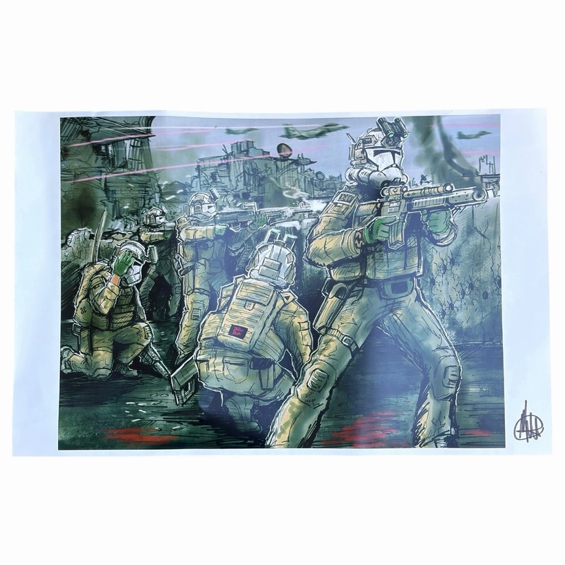 Lot x6 Matt Rendar Battle Tribe Star Wars Print US Modern Military Sci-fi Art gallery