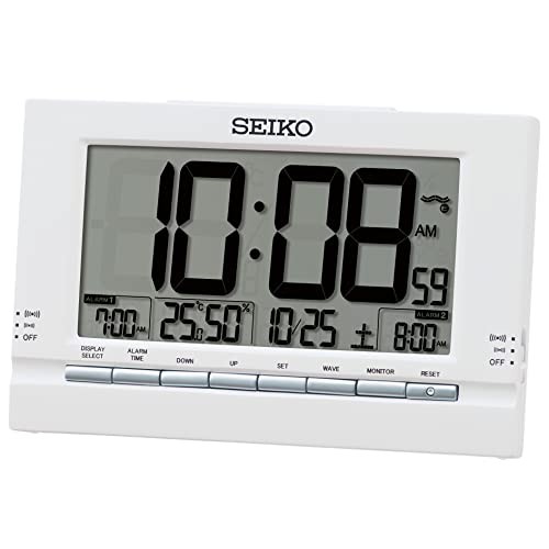 Seiko Clock Alarm Clock Table Clock Digital Radio Wave White New FS from Japan