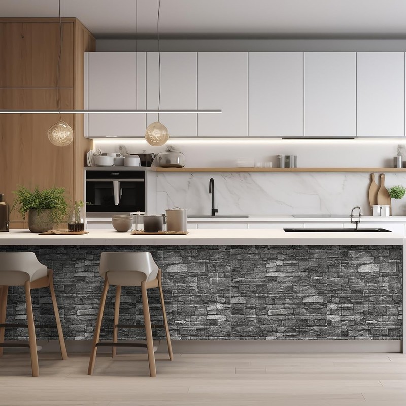 Yutianli 10PSC 3D Wall Panels Peel and Stick Faux Brick 10PCS, Black gallery
